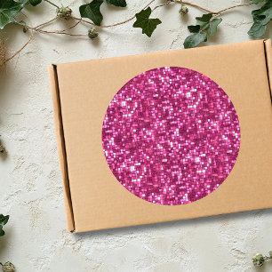 Trendige Valentinstag-Hot-Pink-Disco-Style-Quadrat Runder Aufkleber
