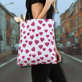 Trendige Valentinstag-Rosa-Glitter-Herzen auf Weiß