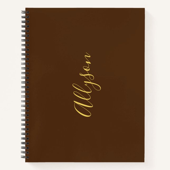 Trendige vertikale Bezeichnung in Gold-Script, Sch Notizbuch (Vorderseite)