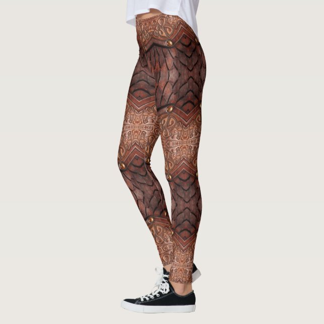 Trendige Viking Armor Vest braun Abstrakt Leggings (Links)
