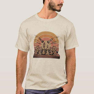 Trendige Vintage-Ritter-Schachfiguren Schachbrett T-Shirt