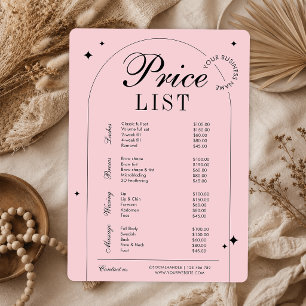 Trendige Vintage-Rosa-Schönheitspreisliste