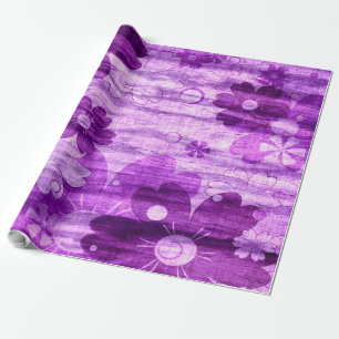 Trendige violette Blume Vintage Geschenkpapier