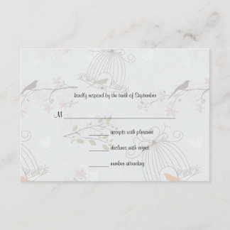 Trendige Vogelkäfige und BlumenHochzeits-Antwortka RSVP Karte