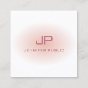 Trendige Vorlage Blush Rosa Weiße Moderne Monogram Quadratische Visitenkarte