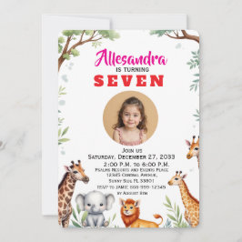 Trendige Wasserfarbe Safari-Kinderparty Tiere Dsch Einladung