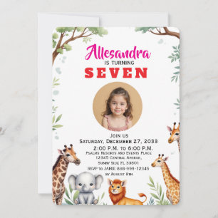 Trendige Wasserfarbe Safari-Kinderparty Tiere Dsch Einladung