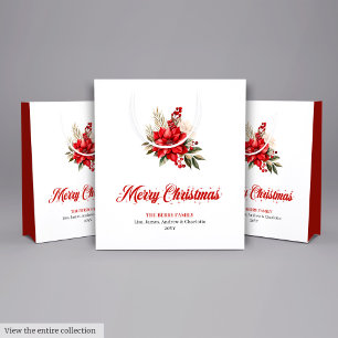 Trendige Weihnachts-Poinsettien-Schriftart-Geschen Mittlere Geschenktüte