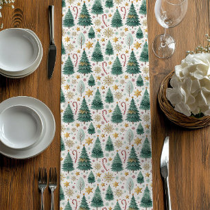 Trendige Weihnachtsbäume Urlaubstischläufer Design Mittelgroßer Tischläufer