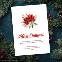 Trendige Weihnachtsblumen Druckbare Grußkarte