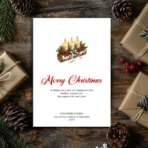 Trendige Weihnachtskerzen hölzerner Log-Gruß Feiertagskarte