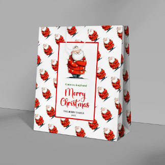 Trendige Weihnachtsmann-Geschenktasche mit editier Mittlere Geschenktüte
