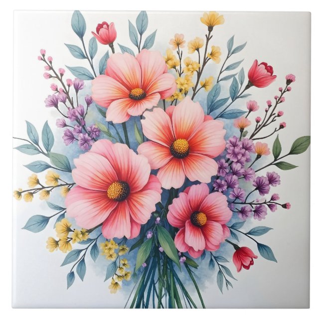 Trendige Wildblumen Schöne Luxus-Kollektion Fliese (Vorderseite)