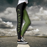 Trendige zwei Farben | Name | Schwarz und Oliven g Leggings<br><div class="desc">Trendige zwei Farben | Personalisierter Name | Leggings Schwarz und Oliven grün</div>