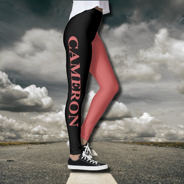 Trendige zwei Farben | Name | Schwarz und Rosty Or Leggings (Von Creator hochgeladen)