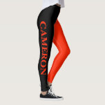 Trendige zwei Farben | Name | Schwarz und Scharlac Leggings<br><div class="desc">Trendige zwei Farben | Personalisierter Name | Schwarze Leggings und Scharlachrot</div>