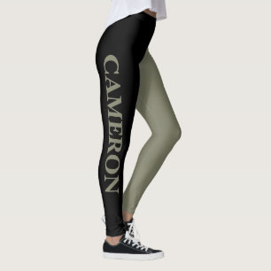Trendige zwei Farben Name Schwarz und Warm Gra Leggings