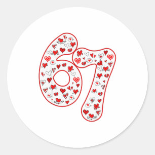 Trendiger 6 7 Meme Sechs Sieben Valentinstag 6 7 Runder Aufkleber