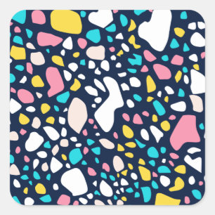 Trendiger abstrakter geometrischer Stein Terrazzo Quadratischer Aufkleber