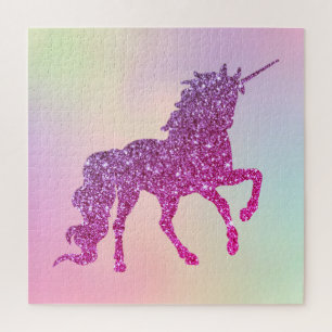 Trendiger Abstrakter Ombre Glitter Einhorn Puzzle