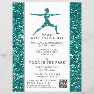 Trendiger Aqua-Glitter-Effekt-Yogakurs-Werbung Flyer