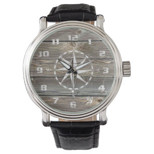 Trendiger authentisch aussehender Holz-Nautik-Komp Armbanduhr