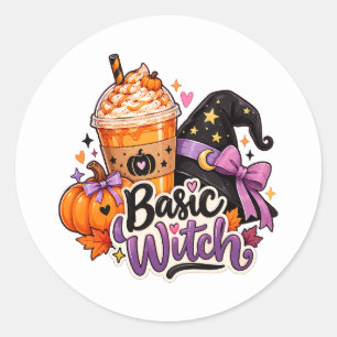 Trendiger Basic Witch Kürbisgewürz Halloween Aufkl Runder Aufkleber