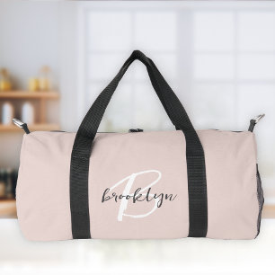 Trendiger Blush Pink Grauer Schreibschrift Monogra Duffle Bag