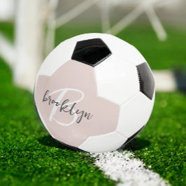 Trendiger Blush Pink Grauer Schreibschrift Monogra Fußball