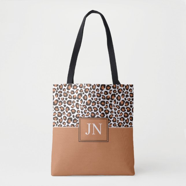 Trendiger brauner Leopardenprint mit Initialen (Vorderseite)
