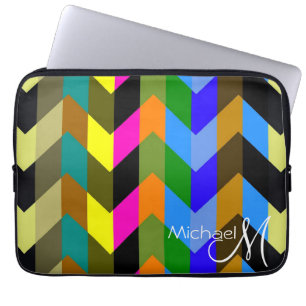 Trendiger Chevron-Zickzack-Einzelname 6 Laptopschutzhülle