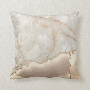 Trendiger Creme-Marmor-Stein-Textur Gold-Touch Kissen