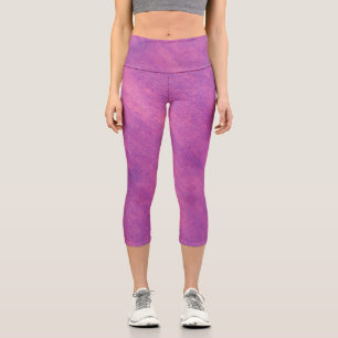 Trendiger dunkelvioletter und rosa Filzstoff Capri Leggings