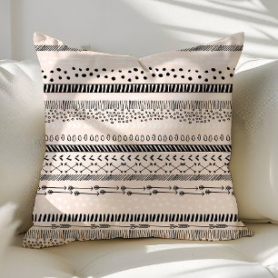 Trendiger ethnischer tribal Boho-Rosé-schwarzer Mu Kissen