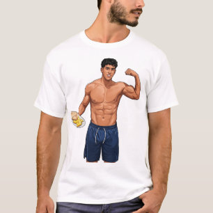 "Trendiger Fitness-Typ mit Omelett und Brot Vektor T-Shirt