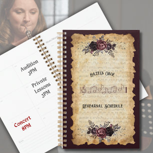 Trendiger Floral-Oboe-Probenplan-Portfolio Planer