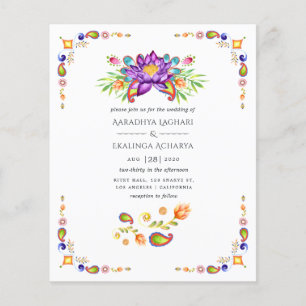 Trendiger floraler Paisley-Indisch Hochzeit Flyer