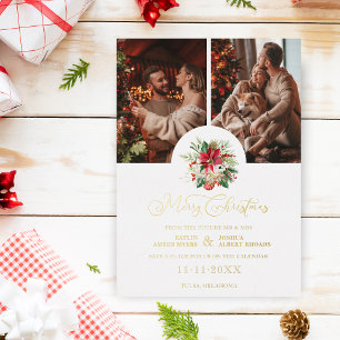 Trendiger floraler Poinsettien-Strauß Weihnachten Folien Feiertagskarte