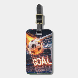 Trendiger Fußball auf Feuerfußball personalisiert  Gepäckanhänger