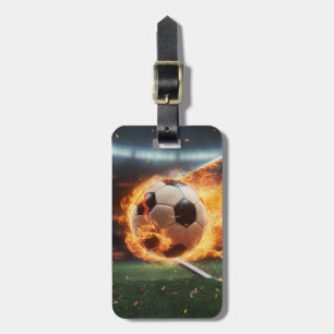 Trendiger Fußball auf Feuerfußball personalisiert  Gepäckanhänger