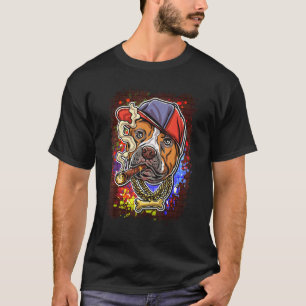 Trendiger Gangsta-Hip-Hop-Pitbull für Pitbull Rau T-Shirt