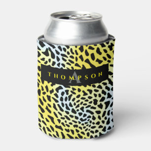 Trendiger gelber Safari-Jaguar-Print-Monogramm Dosenkühler