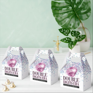 Trendiger Glitter Disco Doppelziffer Geburtstag Geschenkschachtel
