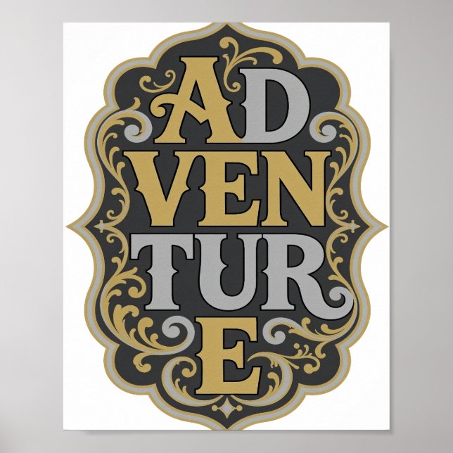 Trendiger Gold-Abenteuerdruck Poster (Vorne)