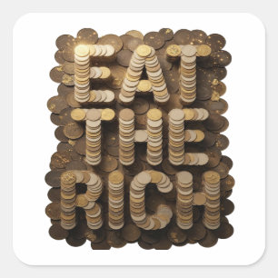 Trendiger Gold EAT THE RICH Aufkleber Art