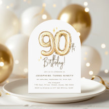Trendiger Goldener Neunzig Ballon 90. Geburtstagsf