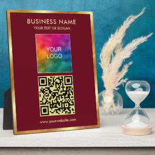 Trendiger Goldtext-QR-Code-Upload-Logo-Vorlage Fotoplatte