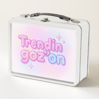 Trendiger Goz On Y2K Pastel-Blasenbuchstabe Metall Brotdose