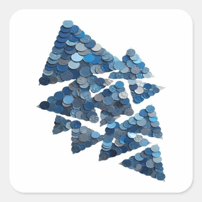 Trendiger Grau BLAUER BAUM Sticker Design (Vorderseite)