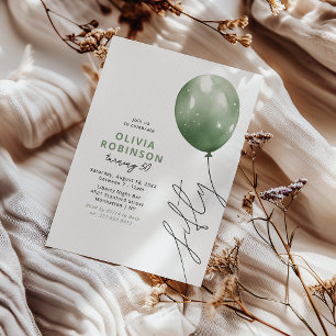 Trendiger grüner Ballon 50. Geburtstag Einladung